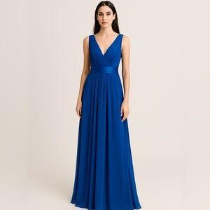 After Six Lux Chiffon Maxi Dress in Cerulean Blue 6 / 8
